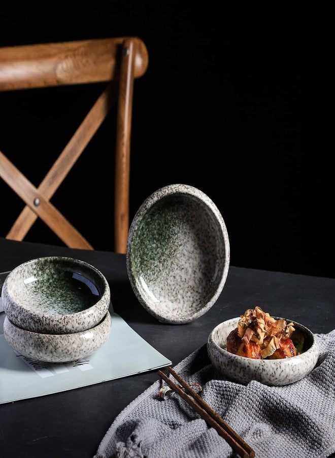 Uaral أطباق سلطة ومقبلات من الخزف الحجري، طقم أطباق يابانية مكون من 4 قطع، 5.5 بوصة 14 أونصة (أخضر زمردي) - Image 2